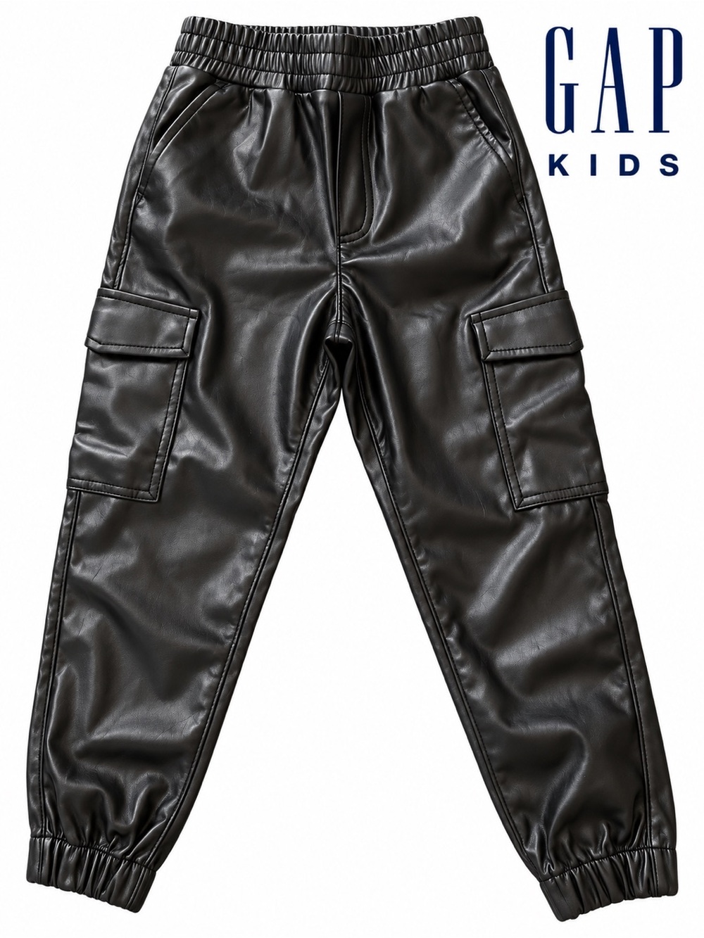 GapKids Girls Faux Leather Cargo Jogger Pants Black Size M 8-9